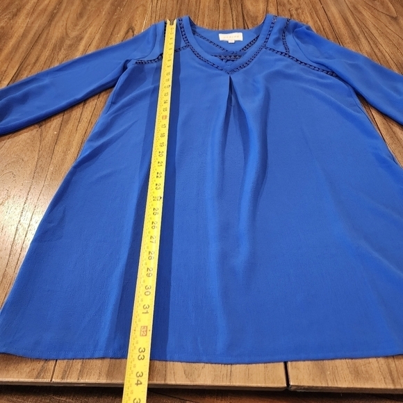 Sugar candy mountain Sabine Royal Blue 3/4 Sleeve sheath eyelet Mini DRESS M - Picture 8 of 10